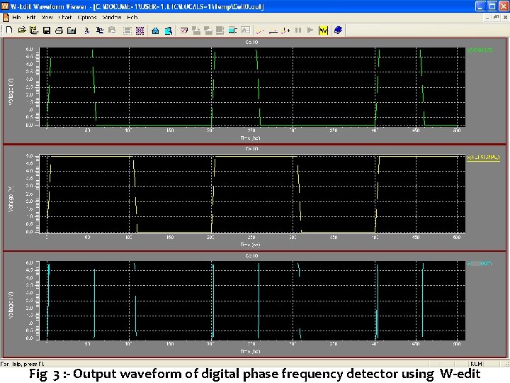 7 Fig 3 : - Output waveform of digital phase frequency detector using W-edit