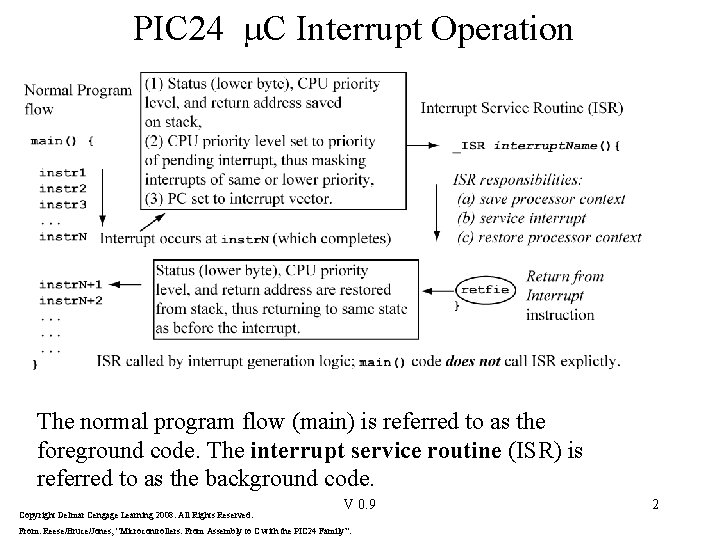 PIC 24 C Interrupt Operation The normal program flow (main) is referred to as