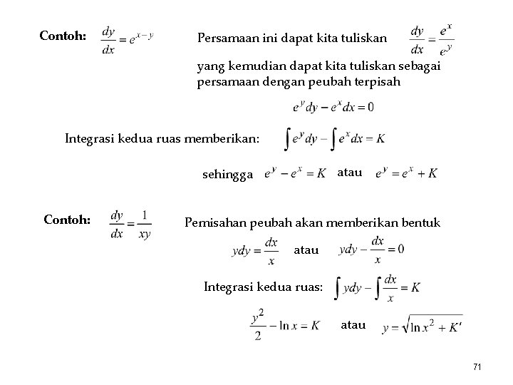 Contoh: Persamaan ini dapat kita tuliskan yang kemudian dapat kita tuliskan sebagai persamaan dengan