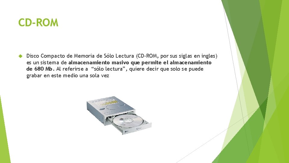 CD-ROM Disco Compacto de Memoria de Sólo Lectura (CD-ROM, por sus siglas en ingles)