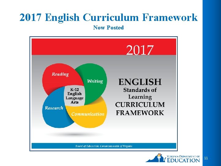 2017 English Curriculum Framework Now Posted 11 