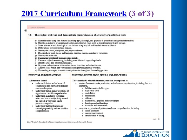 2017 Curriculum Framework (3 of 3) 