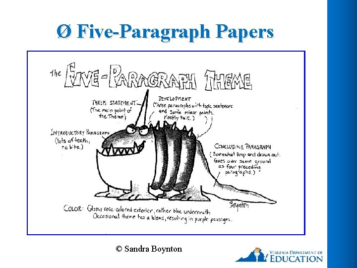 Ø Five-Paragraph Papers © Sandra Boynton 