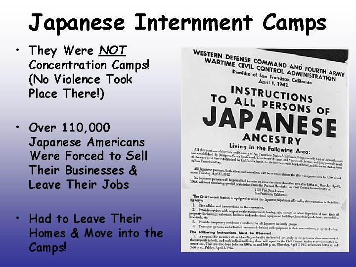 Japanese Internment Camps • They Were NOT Concentration Camps! (No Violence Took Place There!)