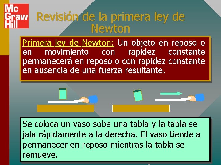 Revisión de la primera ley de Newton Primera ley de Newton: Un objeto en