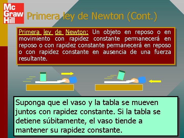 Primera ley de Newton (Cont. ) Primera ley de Newton: Un objeto en reposo