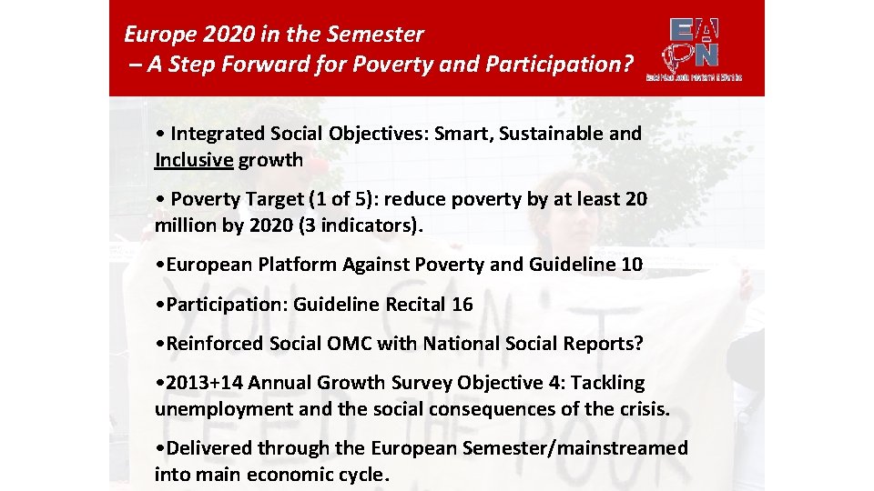 Europe 2020 in the Semester – A Step Forward for Poverty and Participation? •