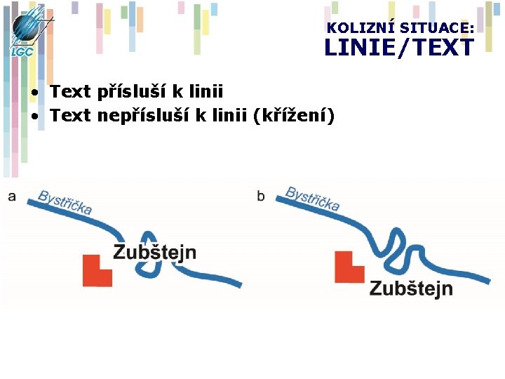 KOLIZNÍ SITUACE: LINIE/TEXT • Text přísluší k linii • Text nepřísluší k linii (křížení)