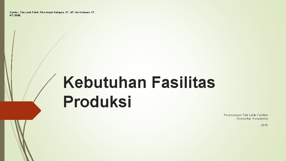 Sumber : Tata Letak Pabrik, Rika Ampuh Hadiguna, ST. , MT; Heri Setiawan, ST.