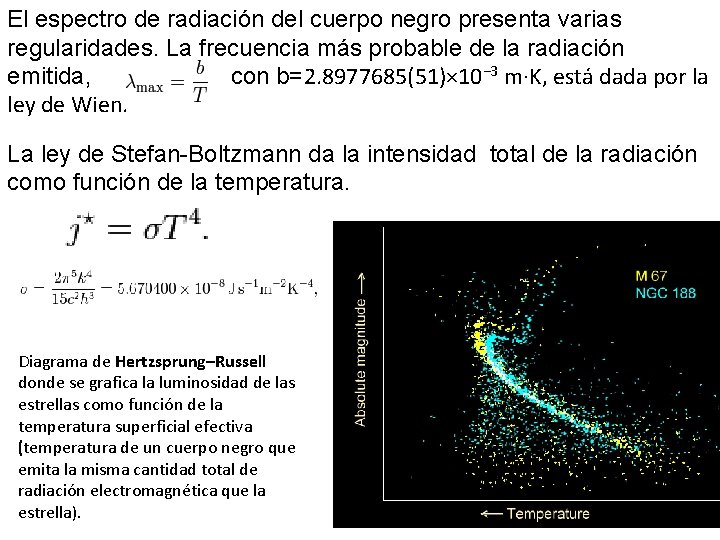 El espectro de radiación del cuerpo negro presenta varias regularidades. La frecuencia más probable