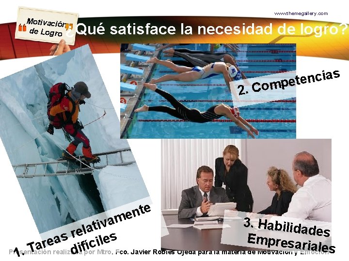 www. themegallery. com Motivación de Logro ¿Qué satisface la necesidad de logro? s ia