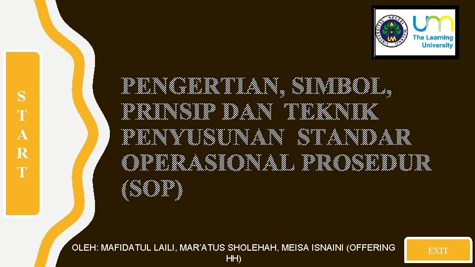 S T A R T PENGERTIAN, SIMBOL, PRINSIP DAN TEKNIK PENYUSUNAN STANDAR OPERASIONAL PROSEDUR