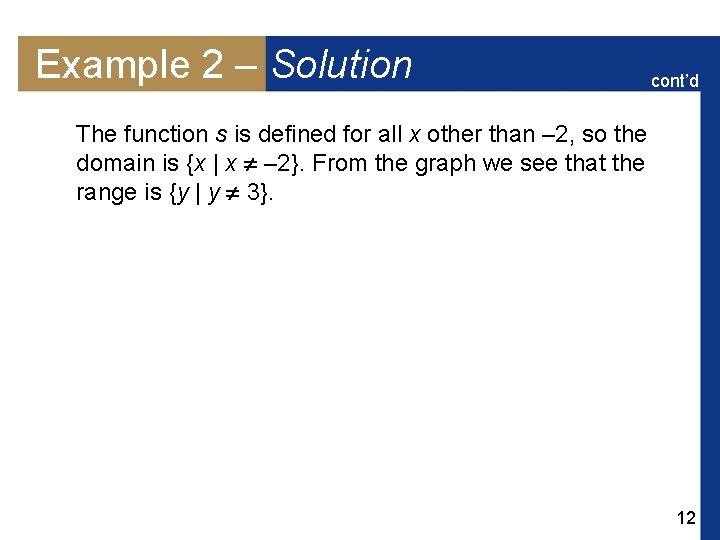 Example 2 – Solution cont’d The function s is defined for all x other