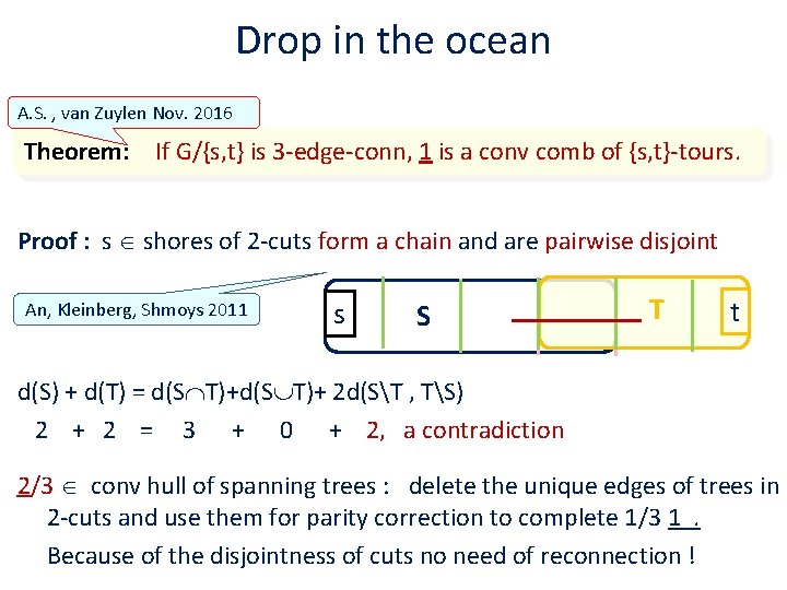 Drop in the ocean A. S. , van Zuylen Nov. 2016 Theorem: If G/{s,