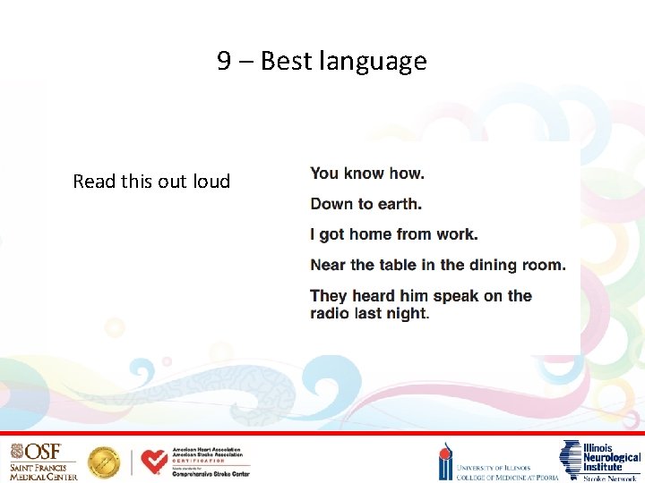 9 – Best language Read this out loud 