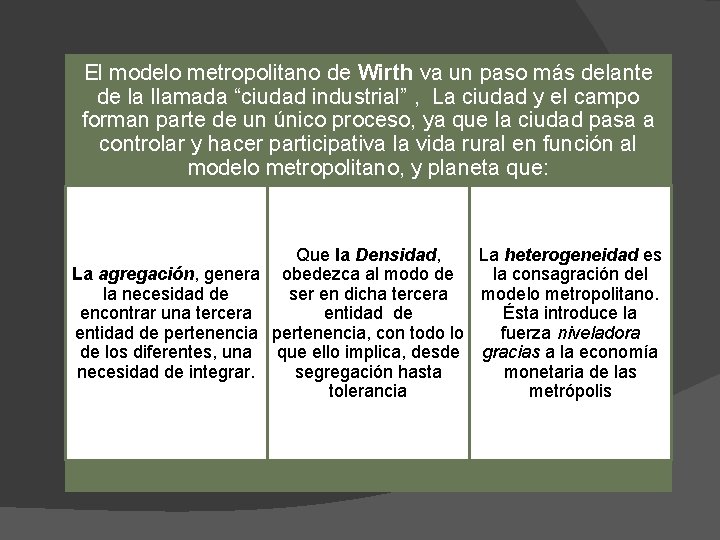 El modelo metropolitano de Wirth va un paso más delante de la llamada “ciudad