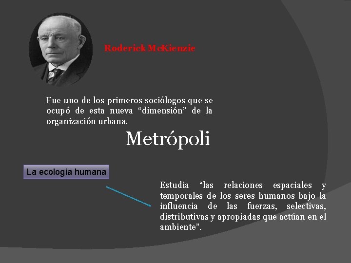 Roderick Mc. Kienzie Fue uno de los primeros sociólogos que se ocupó de esta