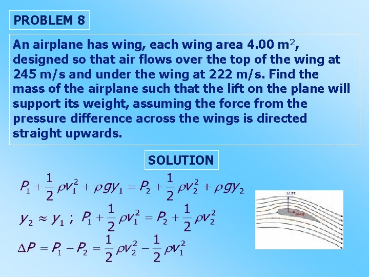 PROBLEM 8 An airplane has wing, each wing area 4. 00 m 2, designed