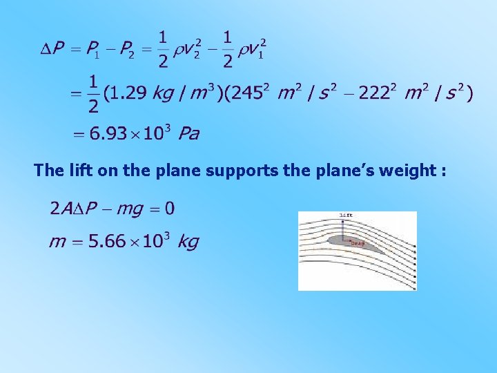 The lift on the plane supports the plane’s weight : 
