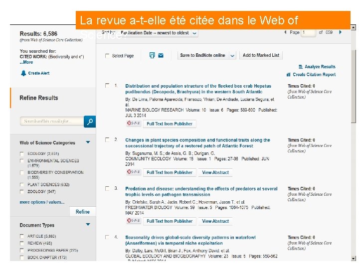 La revue a-t-elle été citée dans le Web of Science? La revue a-t-elle été citée dans le Web of Science?