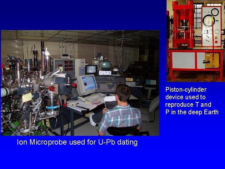 Piston-cylinder device used to reproduce T and P in the deep Earth Ion Microprobe