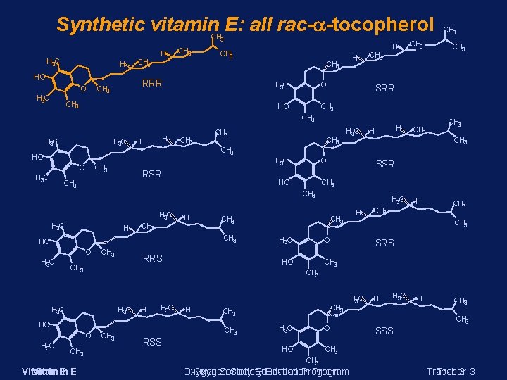 Synthetic vitamin E: all rac- -tocopherol CH 3 H 3 C H CH 3