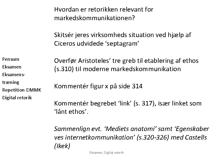 Hvordan er retorikken relevant for markedskommunikationen? Skitsér jeres virksomheds situation ved hjælp af Ciceros