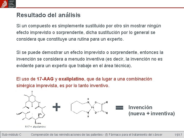 Resultado del análisis Si un compuesto es simplemente sustituido por otro sin mostrar ningún