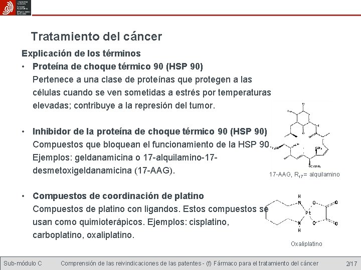 Tratamiento del cáncer Explicación de los términos • Proteína de choque térmico 90 (HSP