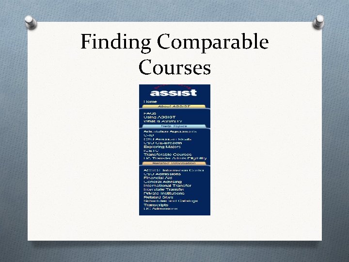 Finding Comparable Courses 