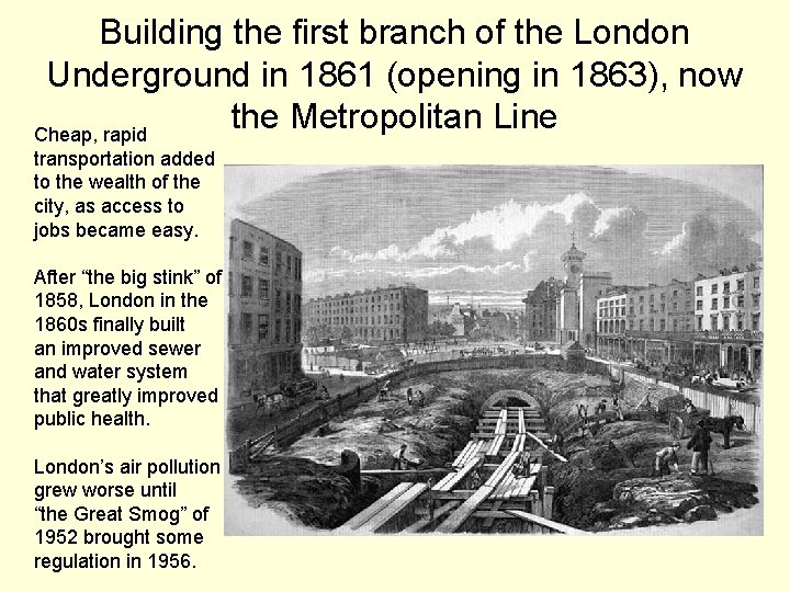 Building the first branch of the London Underground in 1861 (opening in 1863), now