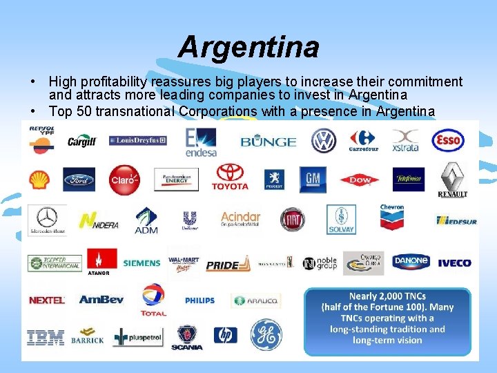 Argentina • High profitability reassures big players to increase their commitment and attracts more
