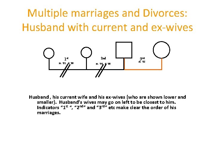 Multiple marriages and Divorces: Husband with current and ex-wives 1 st 2 nd m