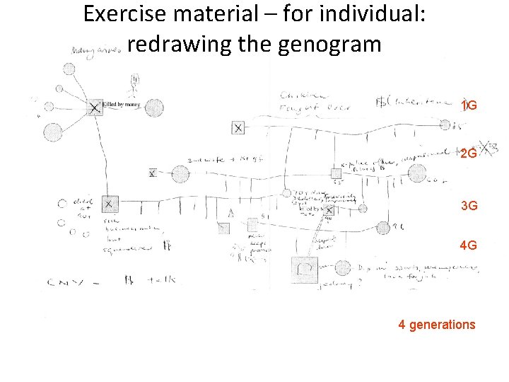 Exercise material – for individual: redrawing the genogram 1 G 2 G 3 G