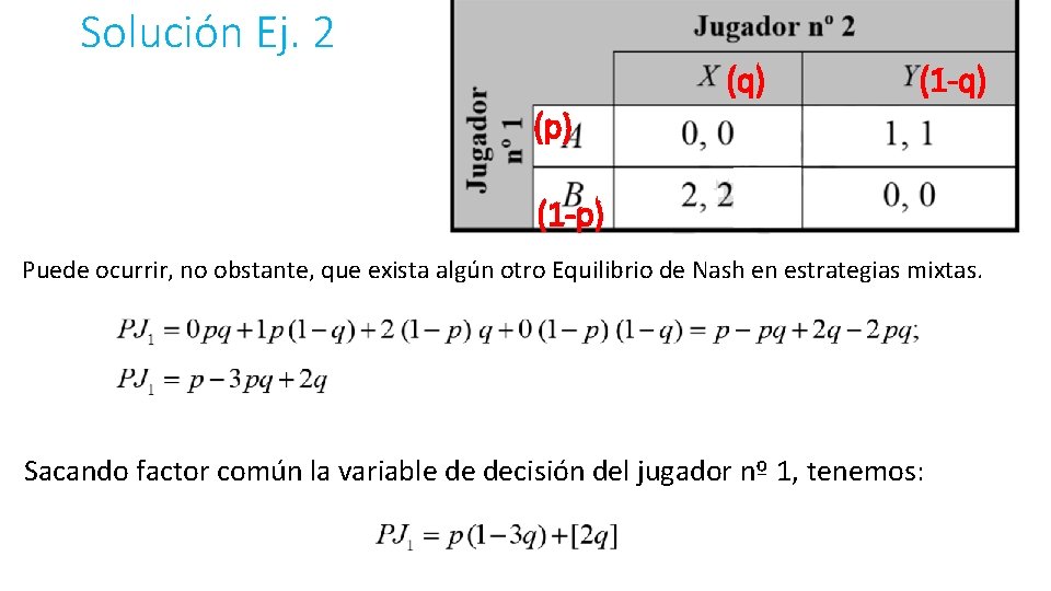 Solución Ej. 2 (q) (1 -q) (p) (1 -p) Puede ocurrir, no obstante, que