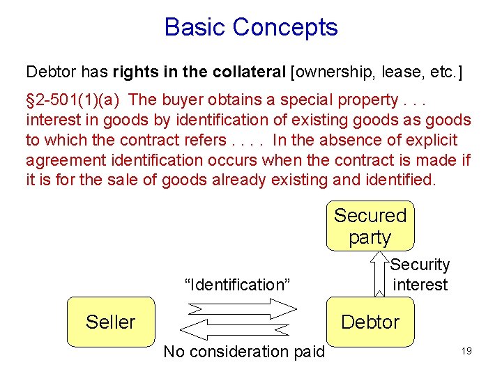 Basic Concepts Debtor has rights in the collateral [ownership, lease, etc. ] § 2