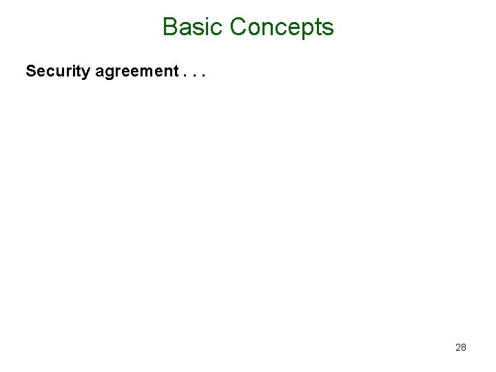 Basic Concepts Security agreement. . . § 9 -102(a)(73). Security agreement means an agreement