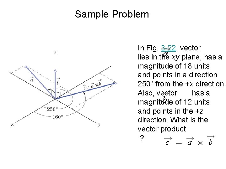 Sample Problem In Fig. 3 -22, vector lies in the xy plane, has a