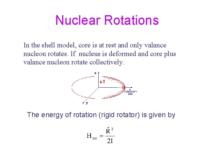 Nuclear Rotations In the shell model, core is at rest and only valance nucleon