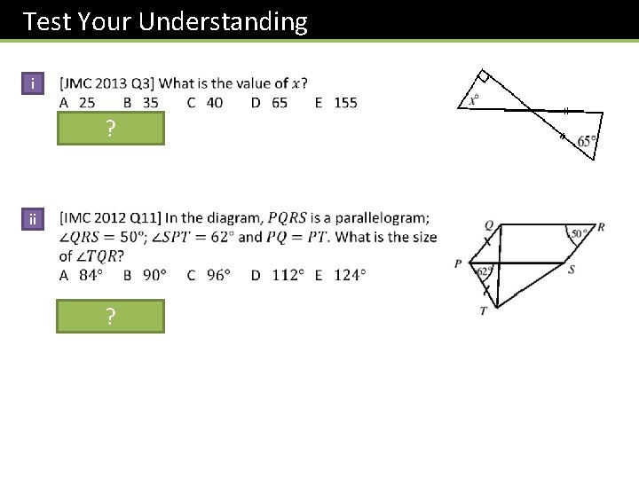 Test Your Understanding i ? ii ? 