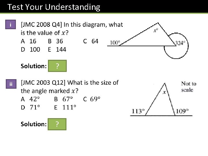 Test Your Understanding i ? ii ? 