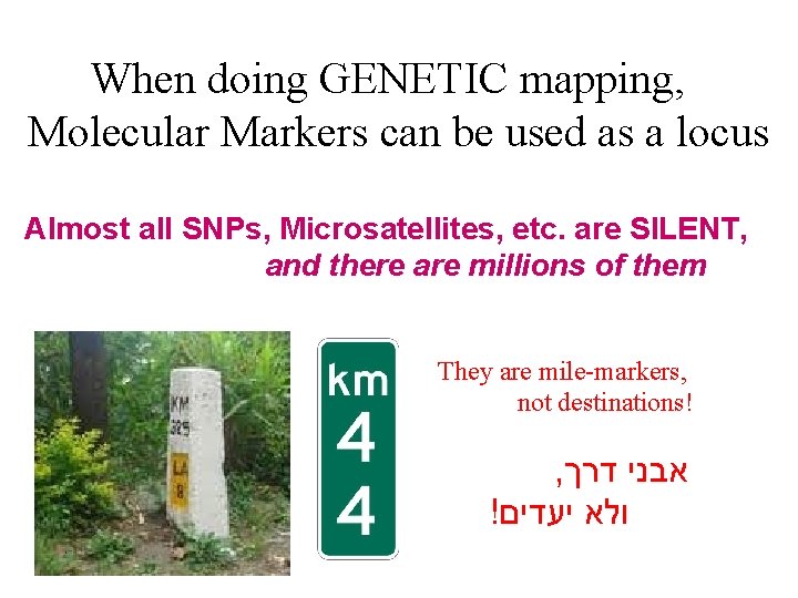 When doing GENETIC mapping, Molecular Markers can be used as a locus Almost all