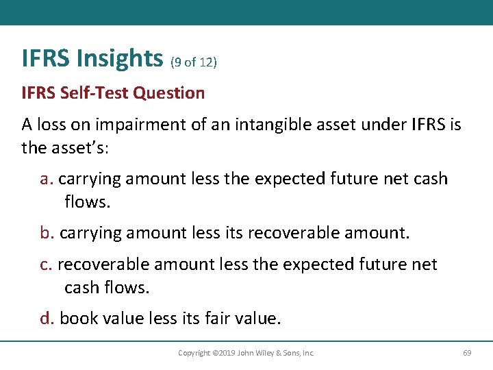 IFRS Insights (9 of 12) IFRS Self-Test Question A loss on impairment of an
