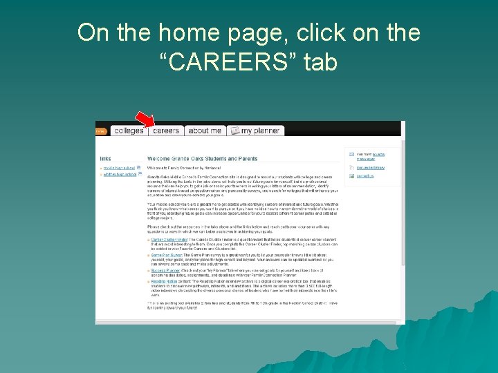 On the home page, click on the “CAREERS” tab 
