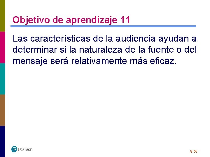 Objetivo de aprendizaje 11 Las características de la audiencia ayudan a determinar si la