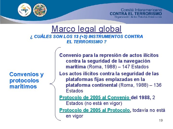 Marco legal global ¿ CUÁLES SON LOS 13 (+3) INSTRUMENTOS CONTRA EL TERRORISMO ?