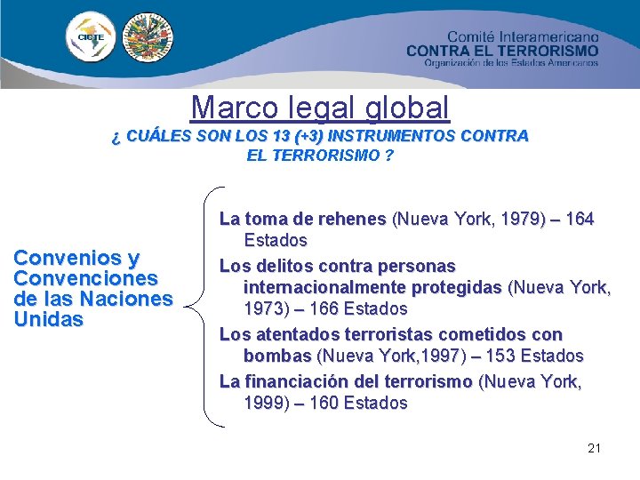 Marco legal global ¿ CUÁLES SON LOS 13 (+3) INSTRUMENTOS CONTRA EL TERRORISMO ?