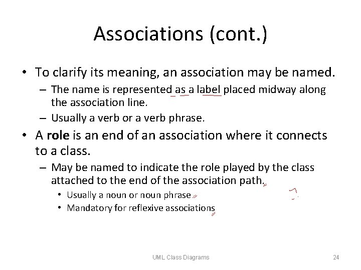 Associations (cont. ) • To clarify its meaning, an association may be named. –