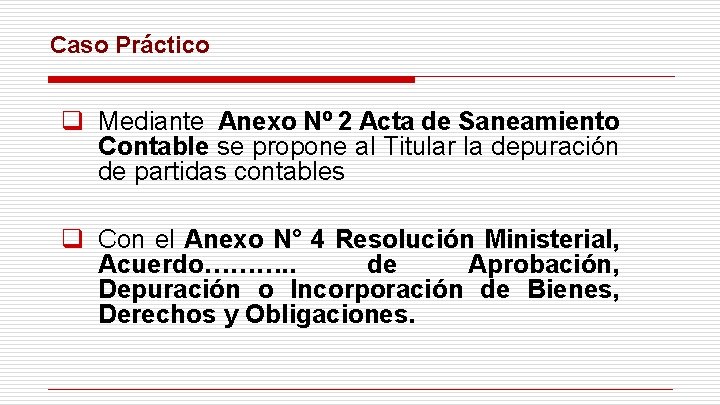 Caso Práctico q Mediante Anexo Nº 2 Acta de Saneamiento Contable se propone al Caso Práctico q Mediante Anexo Nº 2 Acta de Saneamiento Contable se propone al
