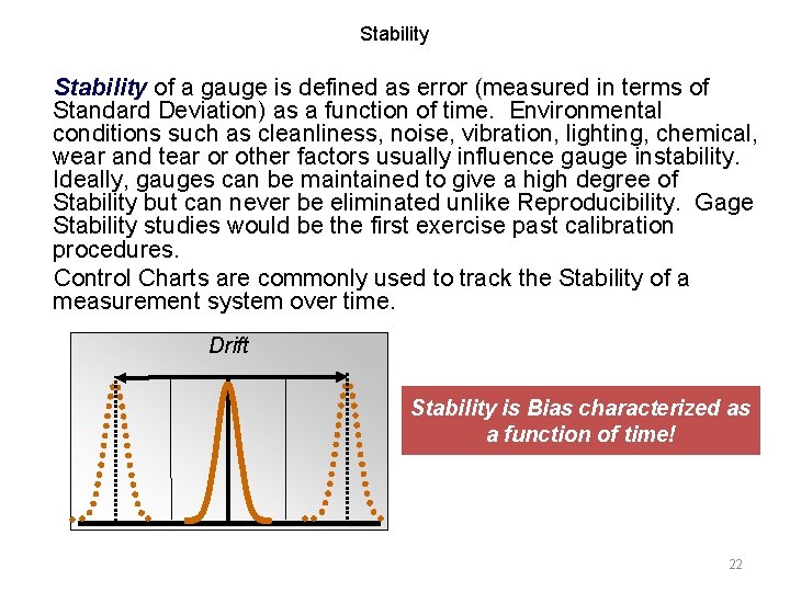 Stability of a gauge is defined as error (measured in terms of Standard Deviation)